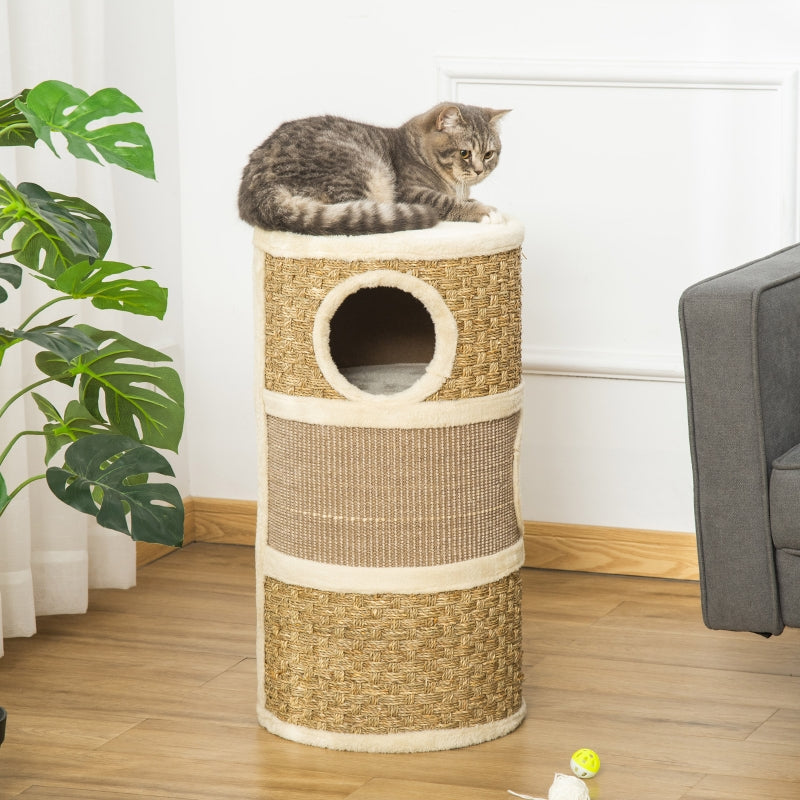 Cat Scratching Barrel Kitten Tree Tower Sisal Seaweed Rope Plush