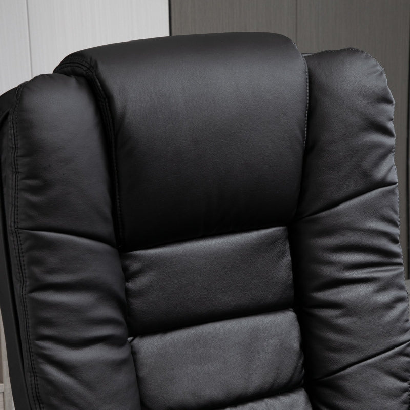Recliner Chair with Footstool, 130kg Capacity, 135?? Reclining Swivel, PU Leather, Black