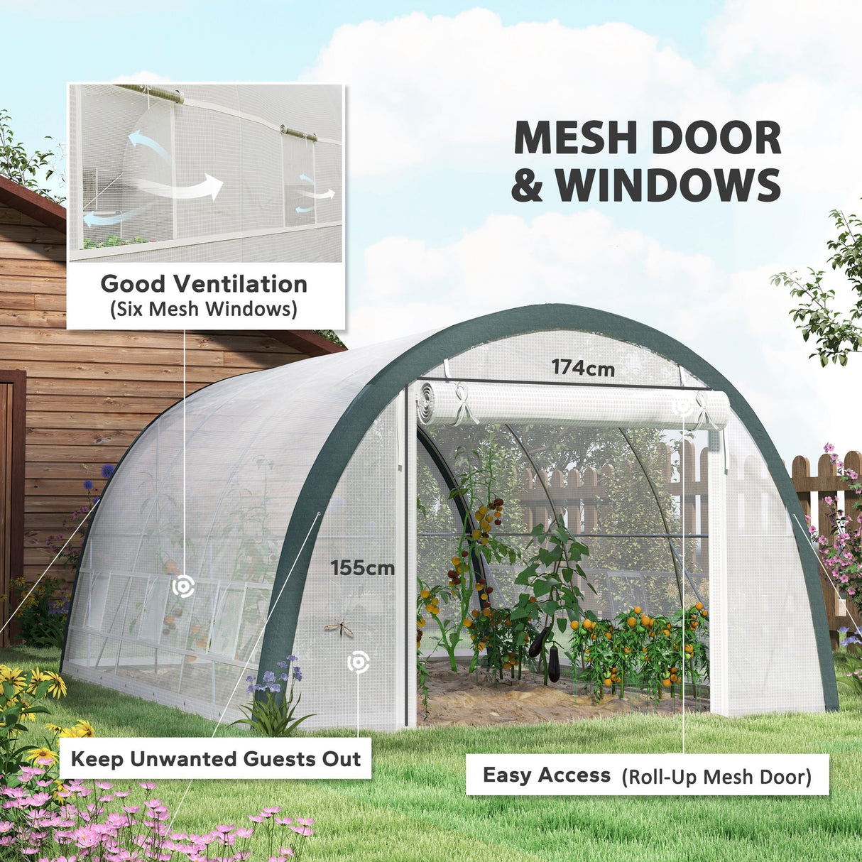 Walk-In Tunnel Greenhouse 4 x 3m with Accessories - White