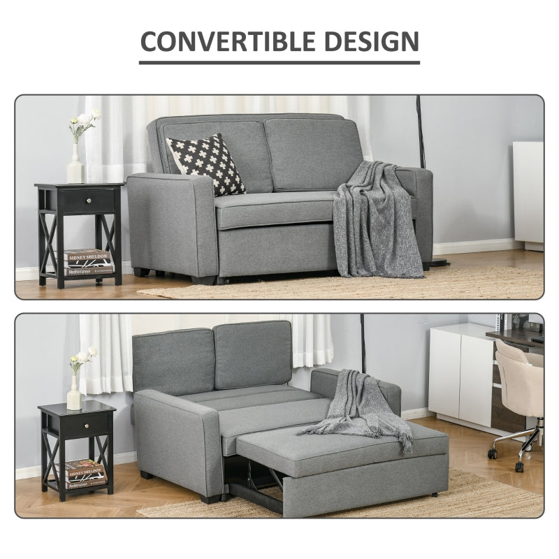 Double Sofa Bed with Adjustable Backrest, Pull Out, Click Clack, Grey