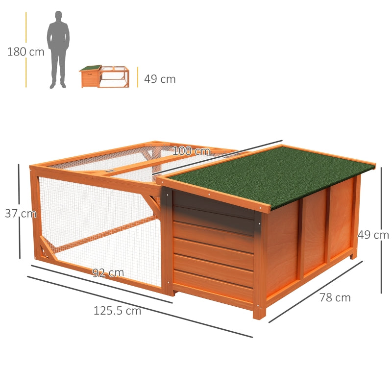 Rabbit Hutch Outdoor Guinea Pig Hutch with Run, Openable Roof, Orange