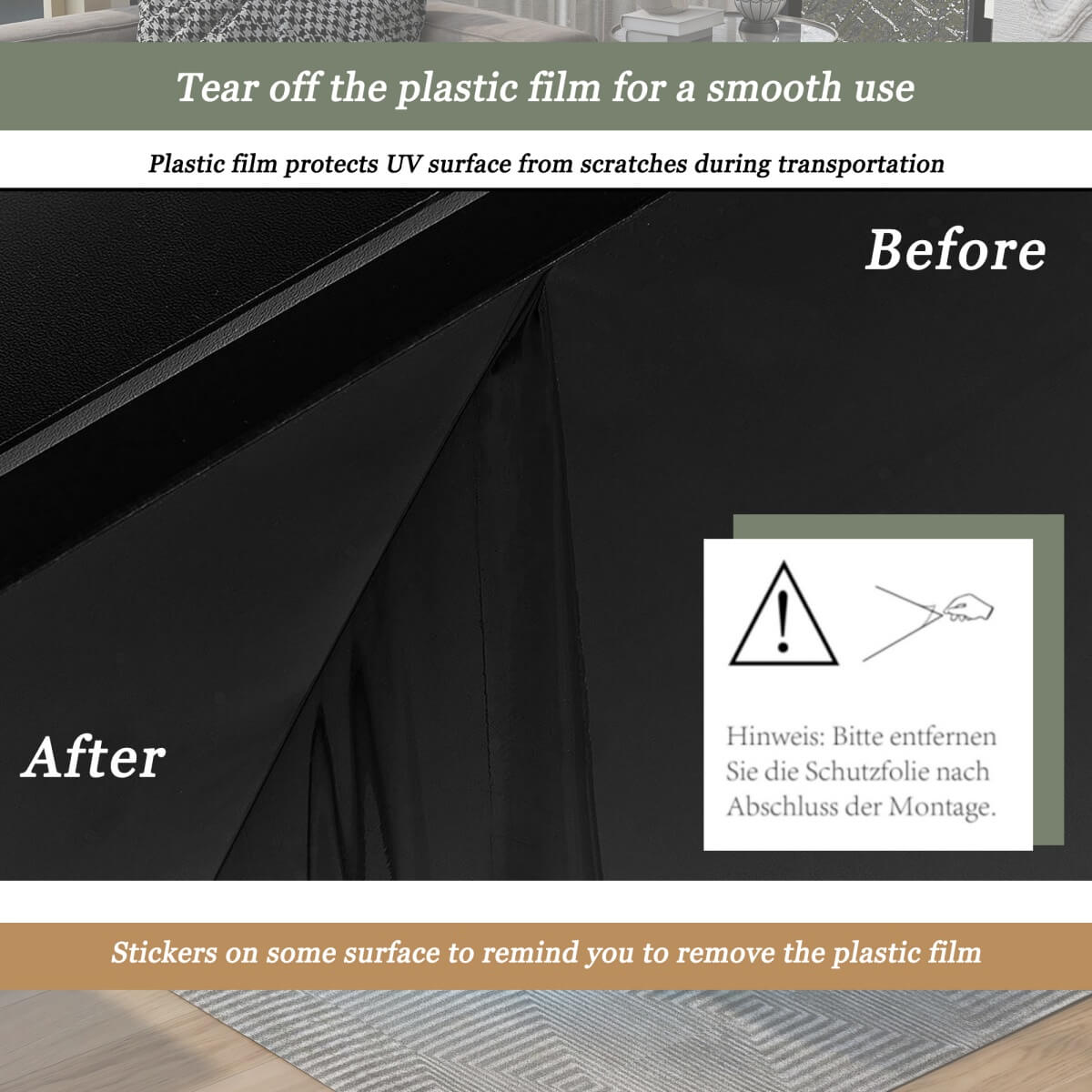 Black High Gloss Coffee Table with 360¡ã Rotating Top & LED