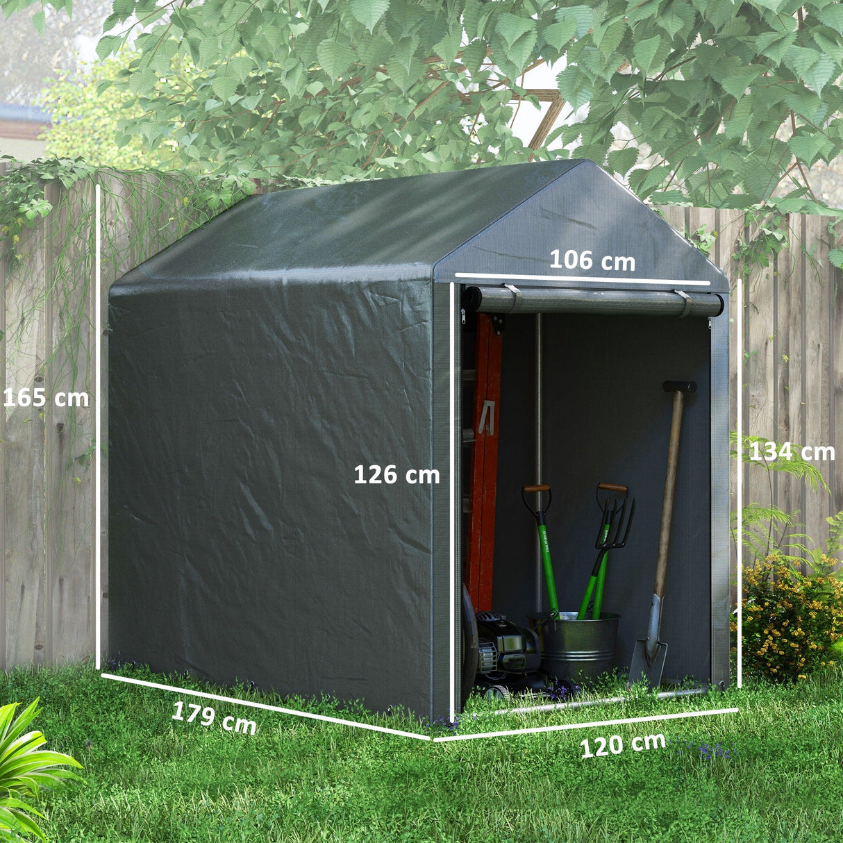 Temporary Garden Shed 179 x 120cm, Dark Grey