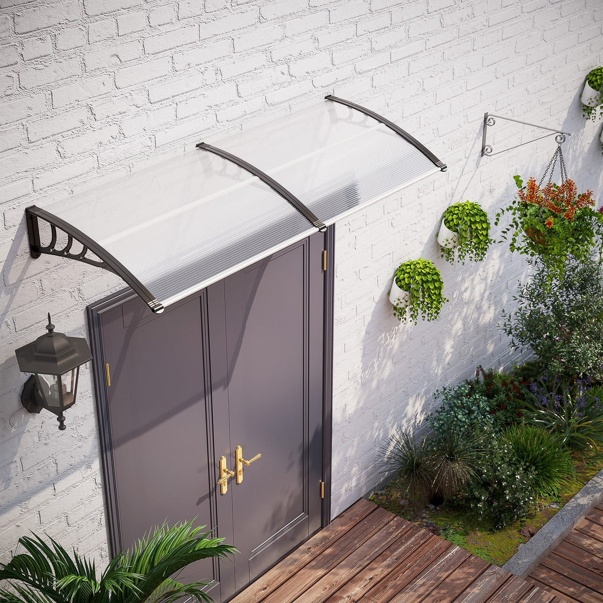 Front Door Canopy Outdoor Awning Polycarbonate White