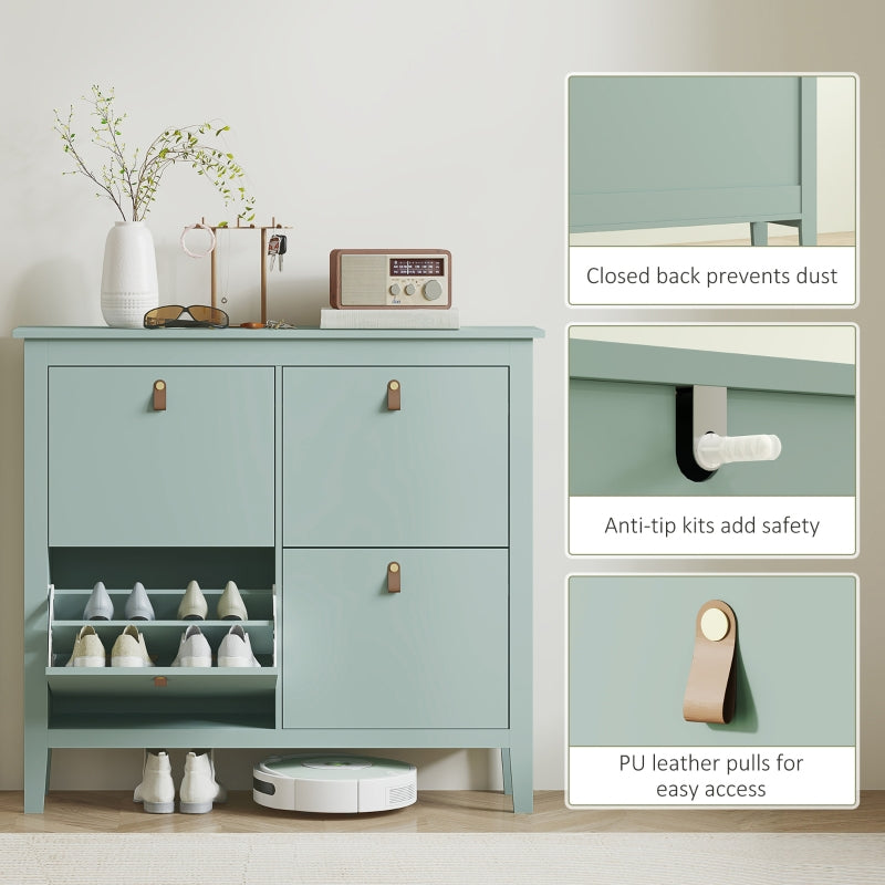 Shoe Cabinet with Four Drawers - Modern Green