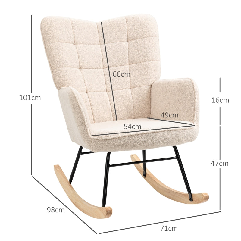 Berber Fleece Rocking Chair, Nursery Glider, Wingback, Beige