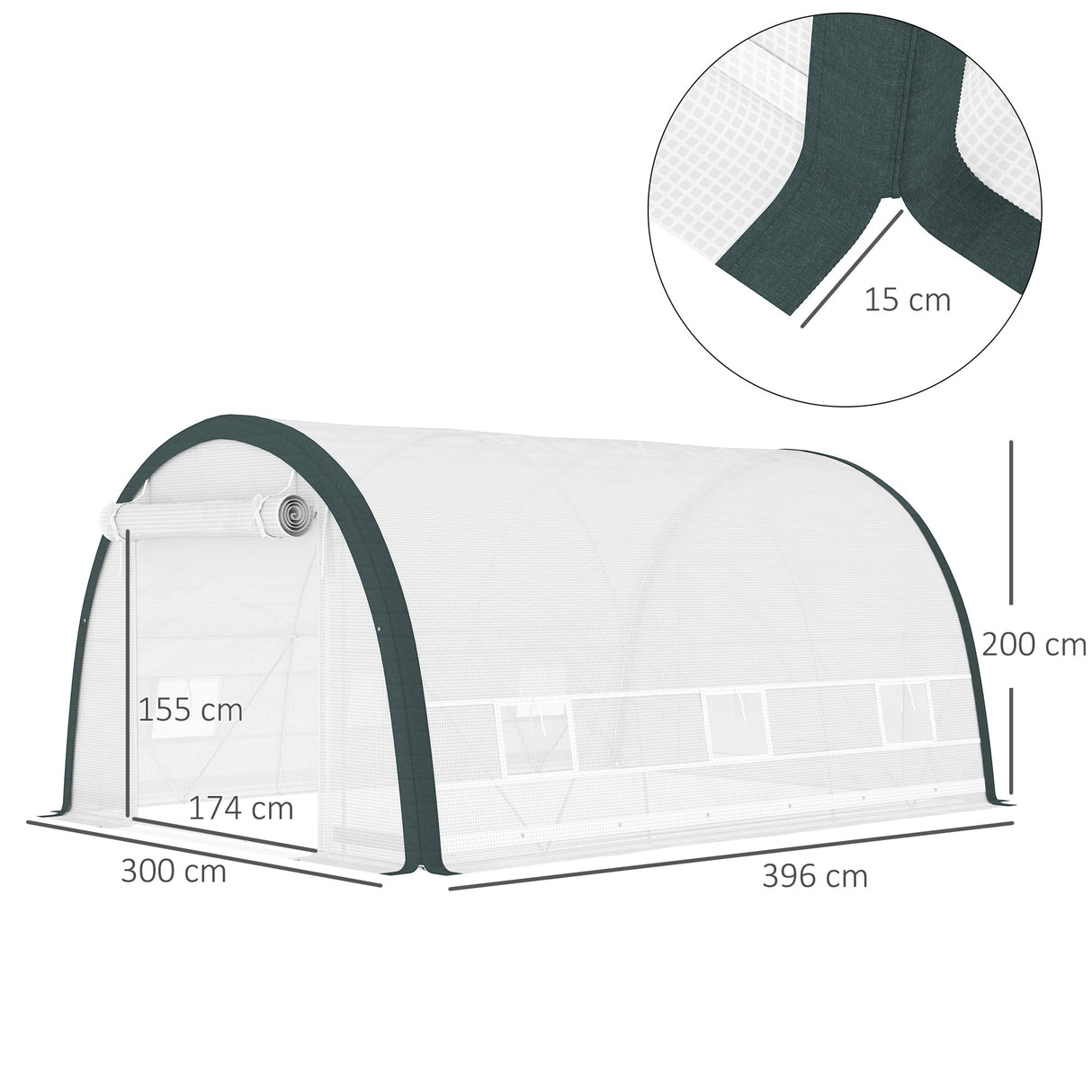 Walk-In Tunnel Greenhouse 4 x 3m with Accessories - White