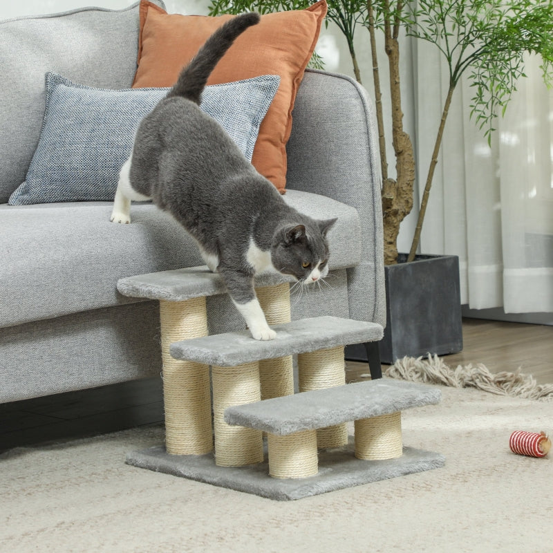 Pet Stairs 3-step Ladder for Cats & Dogs, Grey