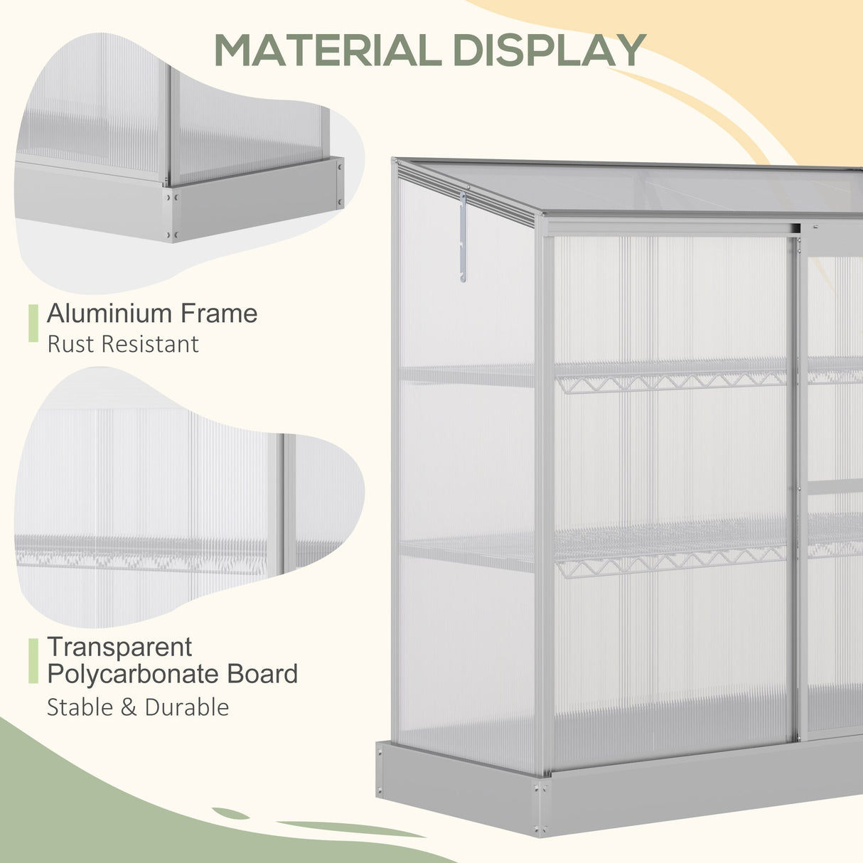 3 Tier Greenhouse, Outdoor Cold Frame Plant Flower Growth, Transparent Polycarbonate