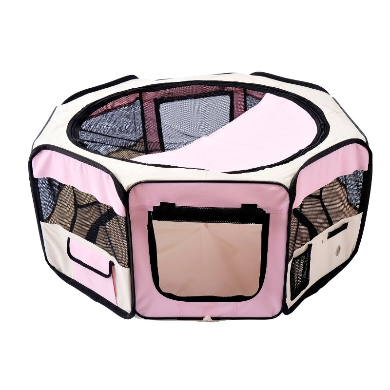 Portable Playpen, Pet Puppy Rabbit Guinea Pig Indoor & Outdoor, Pink