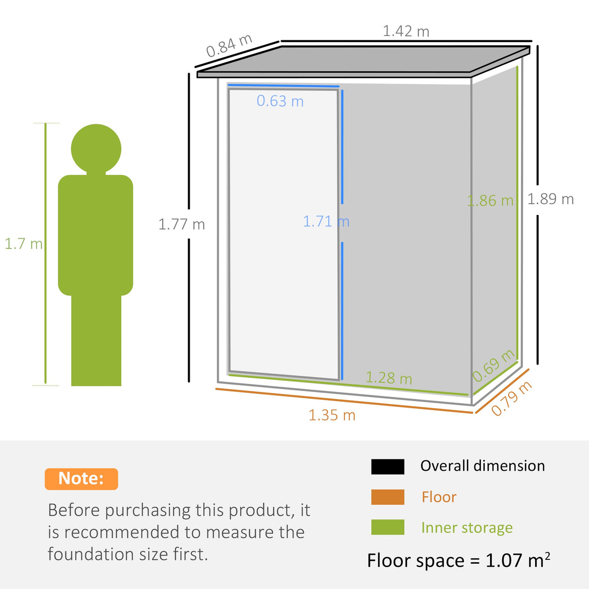 5ft x 3ft Metal Garden Storage Shed, Outdoor Tool Shed with Sloped Roof, Lockable Door - Light Green