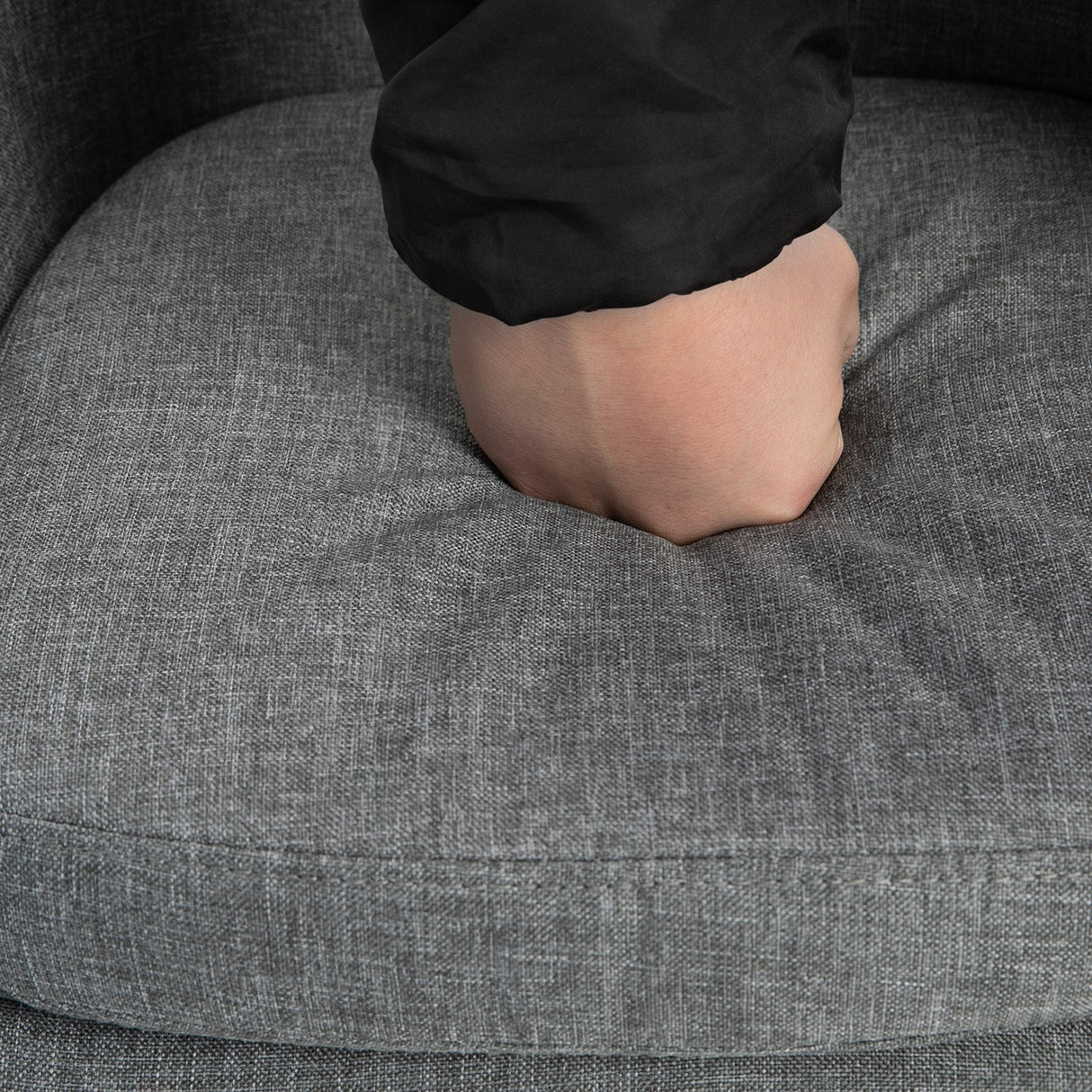 Set of 2 Bar Stools Modern Upholstered Seat Bar Chairs, Metal Frame, Solid Wood Legs, Grey Fabric