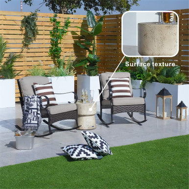 Outdoor Imitation Wood Waterproof Cylindrical Edge Coffee Table - PAT-2464ST