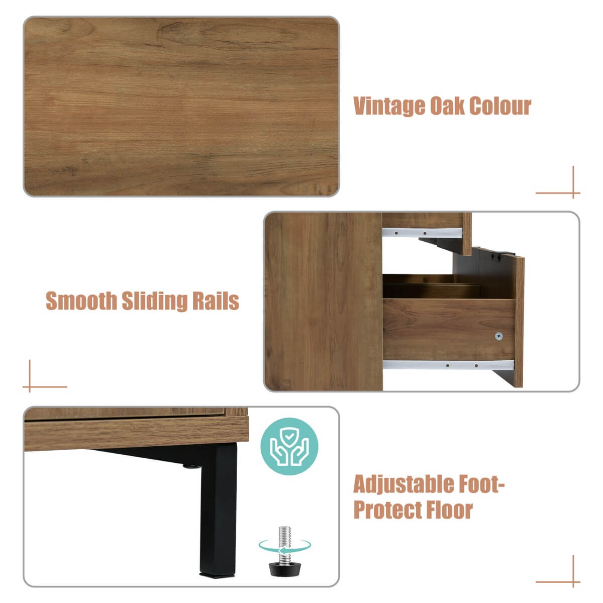 Sideboard Cabinet with 6 Drawers - Dark Oak Storage Unit