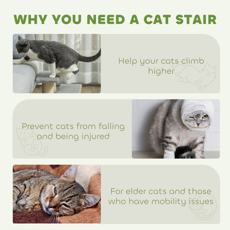 Pet Stairs 3-step Ladder for Cats & Dogs, Grey