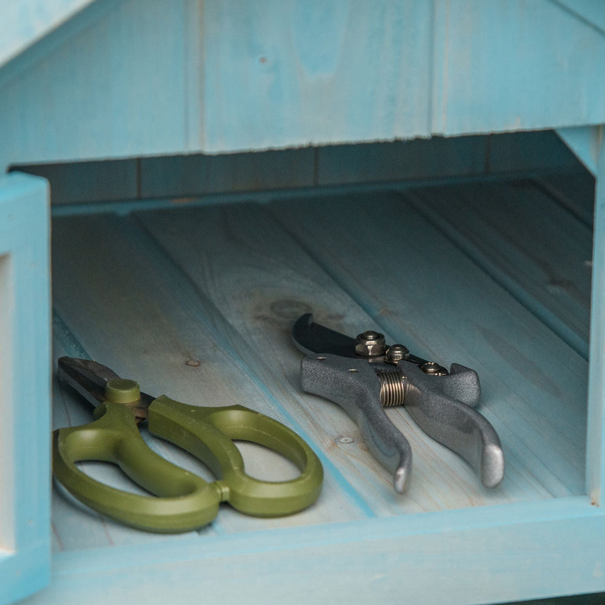 Garden Shed Vertical Utility 3 Shelves Wood Blue