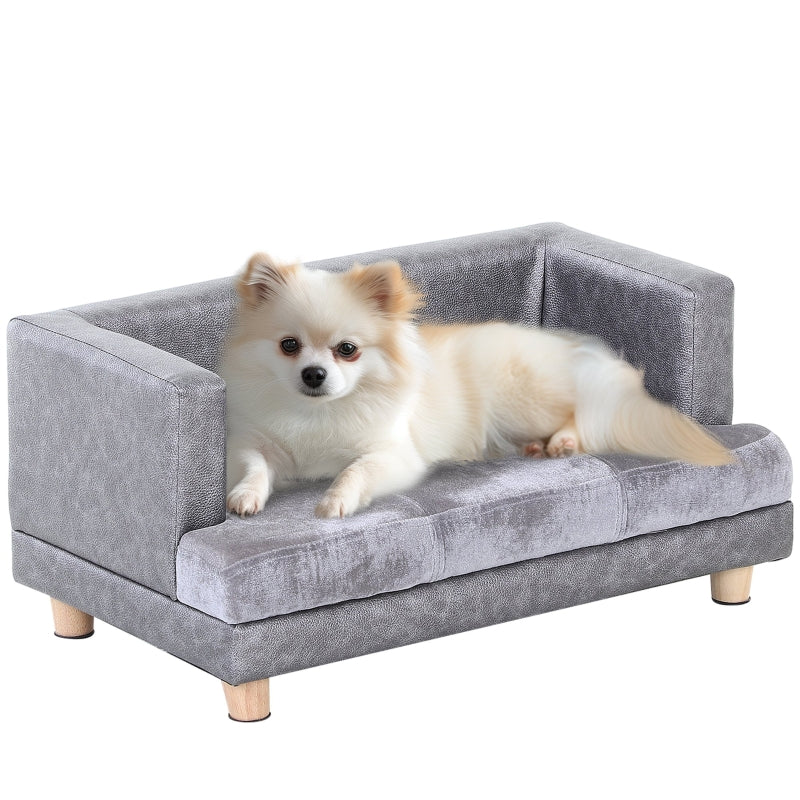 Dog Sofa Bed - Elevated Pet Chair with Soft Cushion, Grey