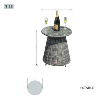 3 Piece Grey Rattan Bistro Set - Outdoor Garden Table and Chairs