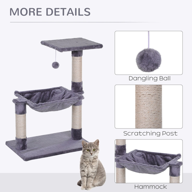 Cat Scratch Post with Bed, Sisal Scratching Posts Hammock Activity Centre, Grey