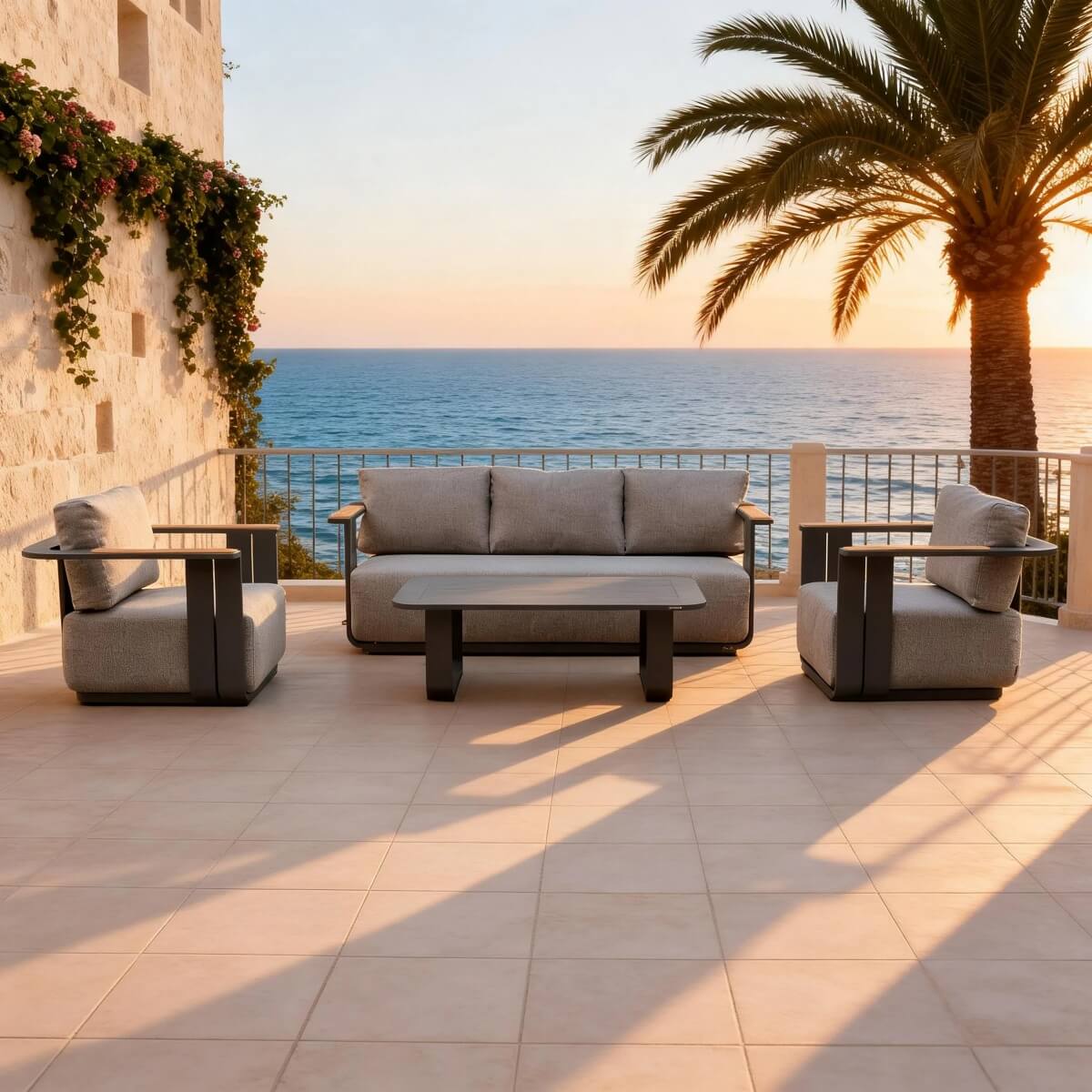 VAREL 4-Piece Sofa Set with TALARA Coffee Table (2 Armchairs + 3-Seater)