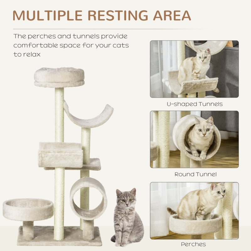 Cat Tree for Indoor Cats, Scratching Post Activity Center, Beige