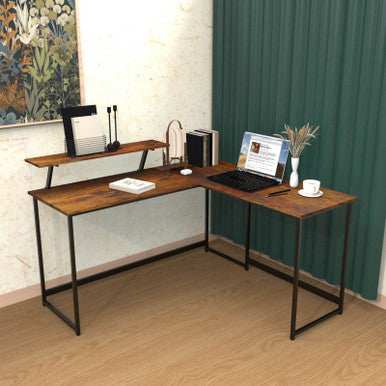 L-Shaped Black Computer Desk with Corner Workstation Table - DT-24612