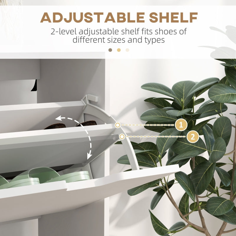 Shoe Storage Cabinet, 4 Flip Drawers, 16 Pair Organizer, White