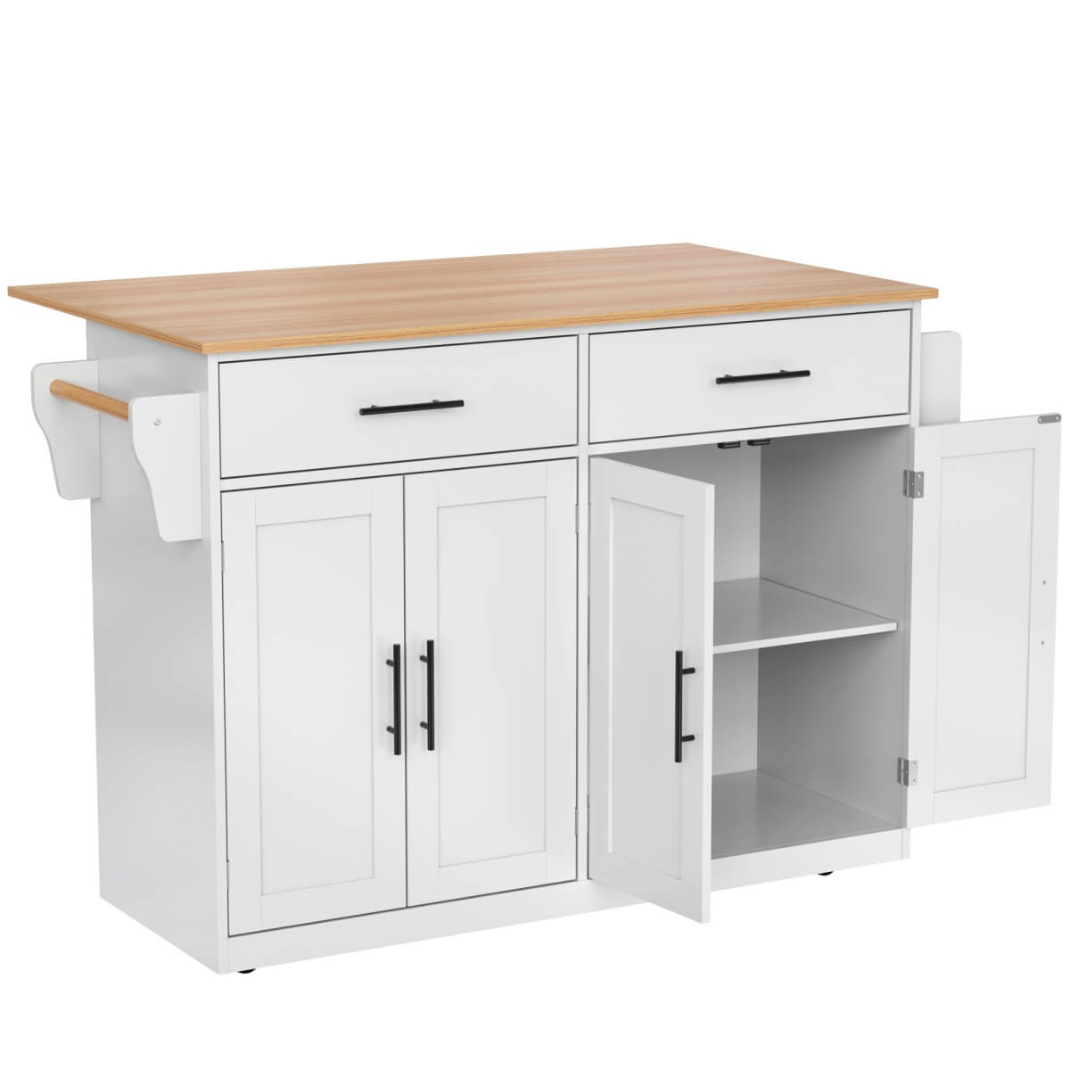 Kitchen Island Trolley with Drop Leaf - Rolling Serving Cart with Storage