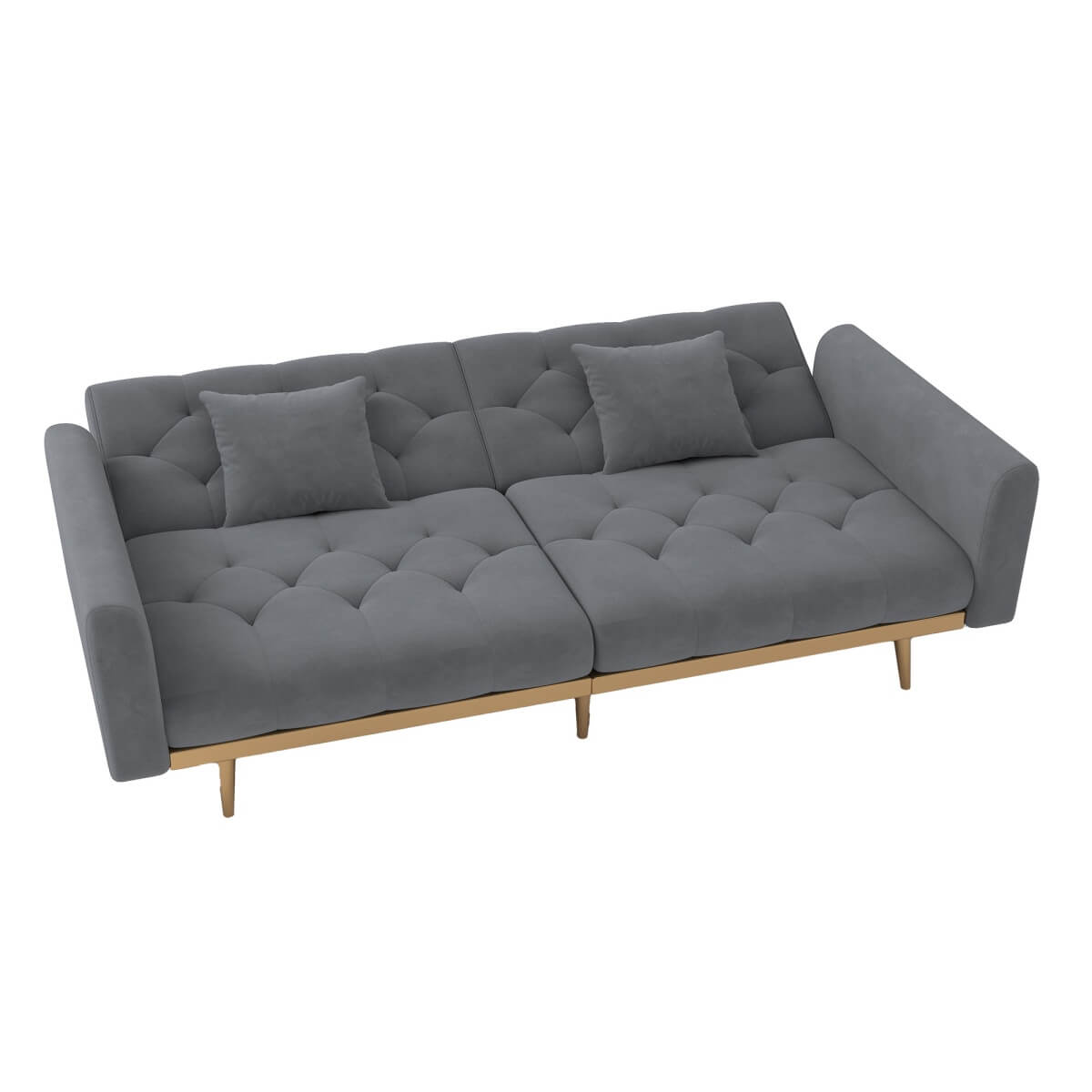 Modern Velvet 2-Seater Sofa with Adjustable Backrest - Padded Cushions & Gold Metal Legs for Small Living Rooms