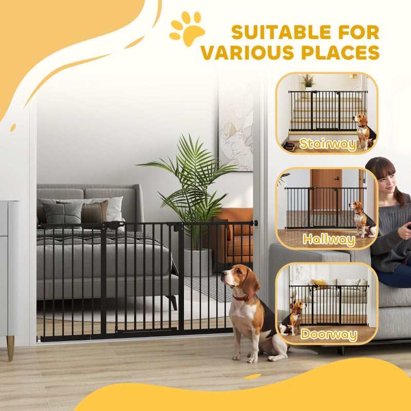 Adjustable Safety Gate, Three Extensions and Four Screws, Black