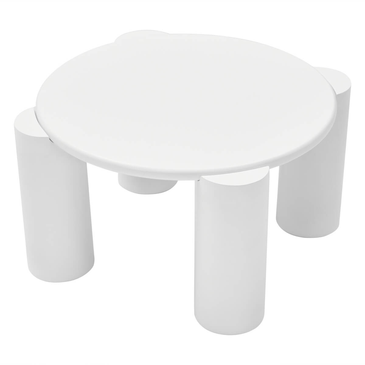 White Round Coffee Table – Modern Painted Wooden Tea Table with 4 Legs for Living Room, Bedroom or Apartment