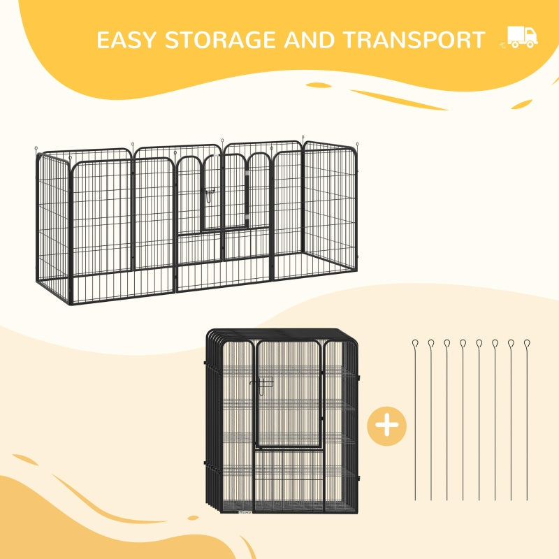 8 Panels Puppy Playpen, Heavy Duty Indoor Outdoor - Black