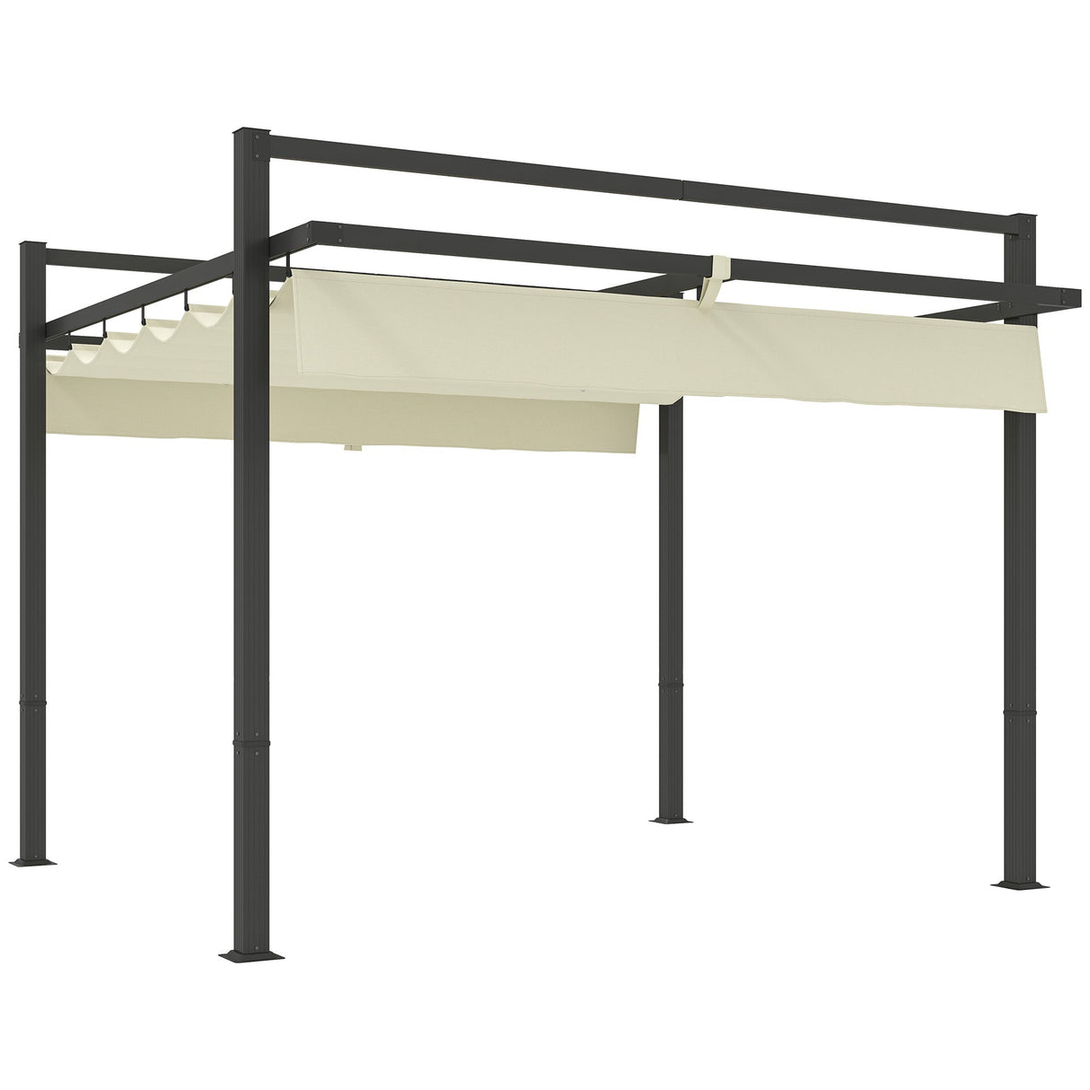 Aluminium Pergola, 3 x 3m with Retractable Roof - Grey/Khaki