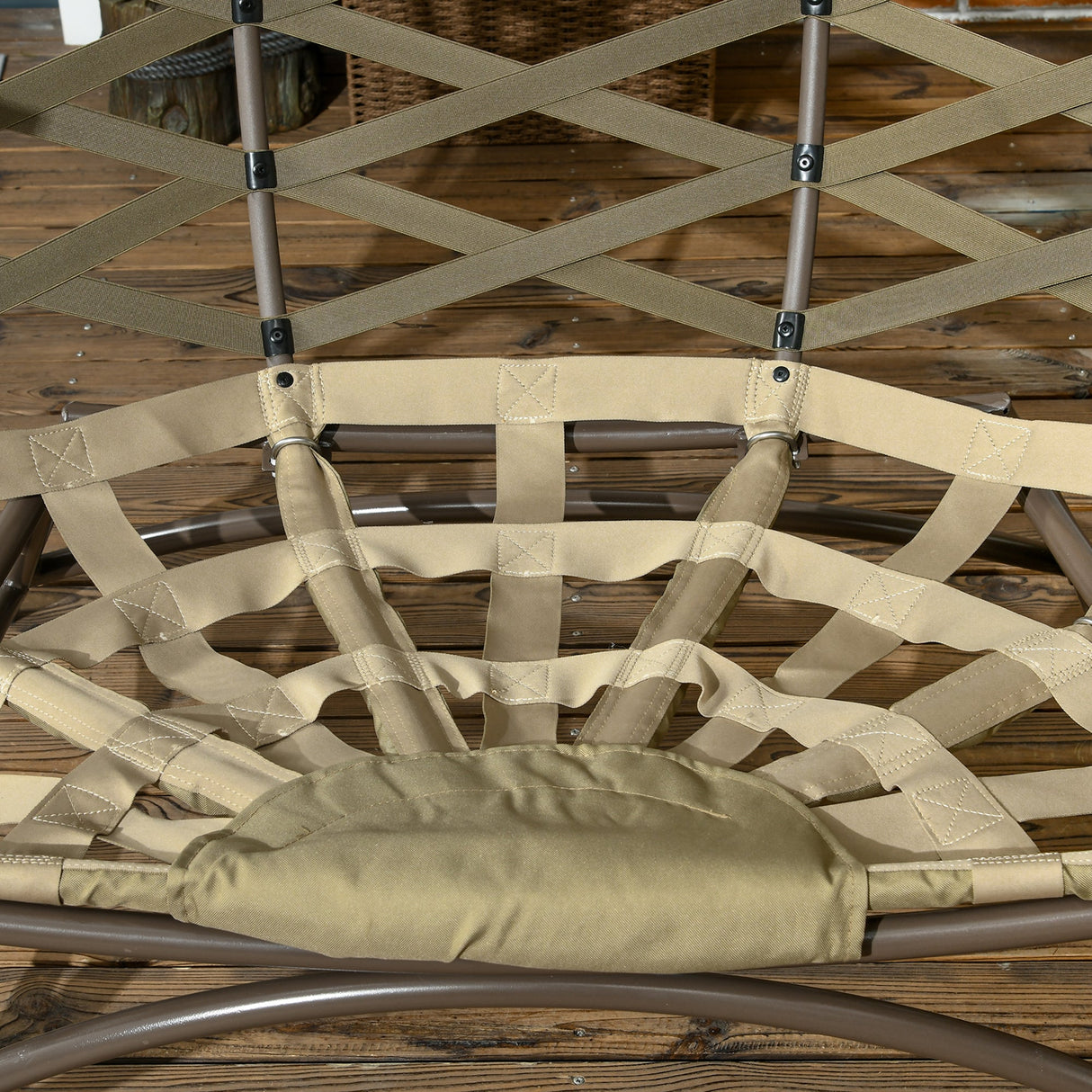 2 Seater Egg Chair Outdoor, Folding Weave Garden Furniture with Cushion, Khaki