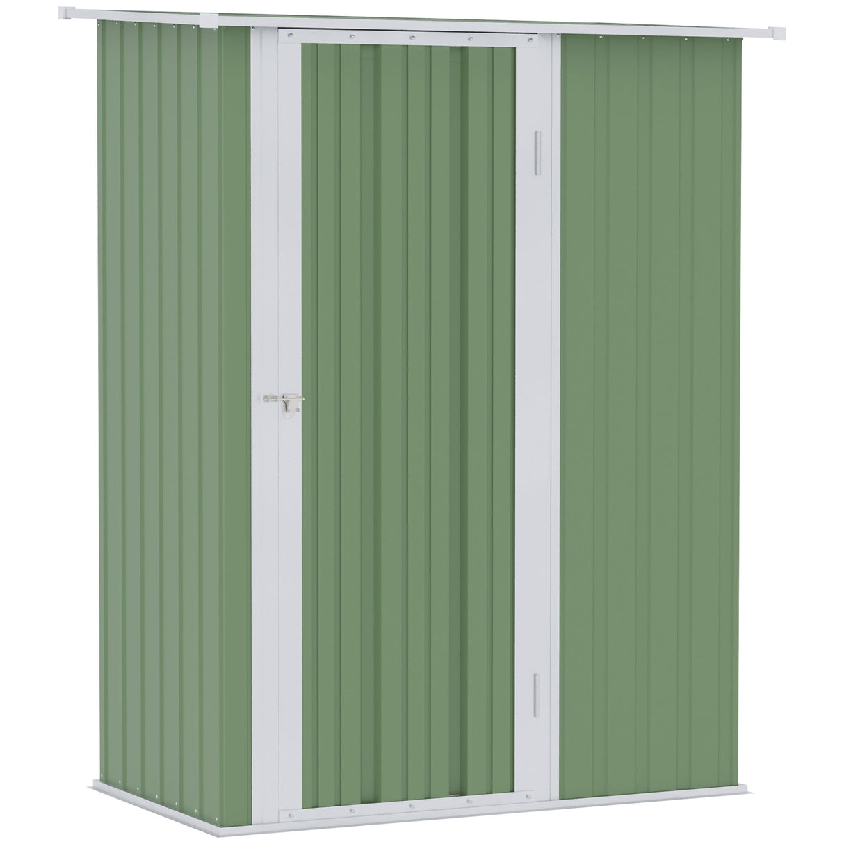 5ft x 3ft Metal Garden Storage Shed, Outdoor Tool Shed with Sloped Roof, Lockable Door - Light Green