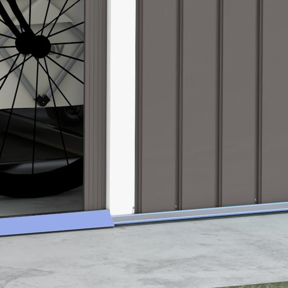Outdoor Garden Metal Storage Shed Tool Box with Roofed Foundation Ventilation & Doors, Grey