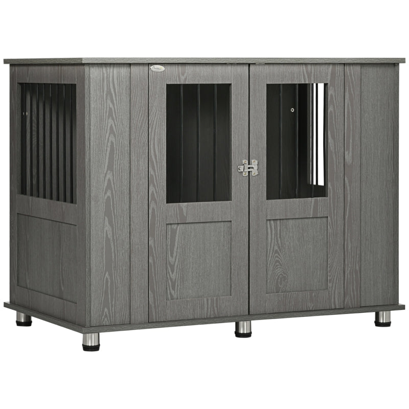 Dog Crate Table with Magnetic Door for Indoor Use, 114 x 60 x 82 cm, Grey