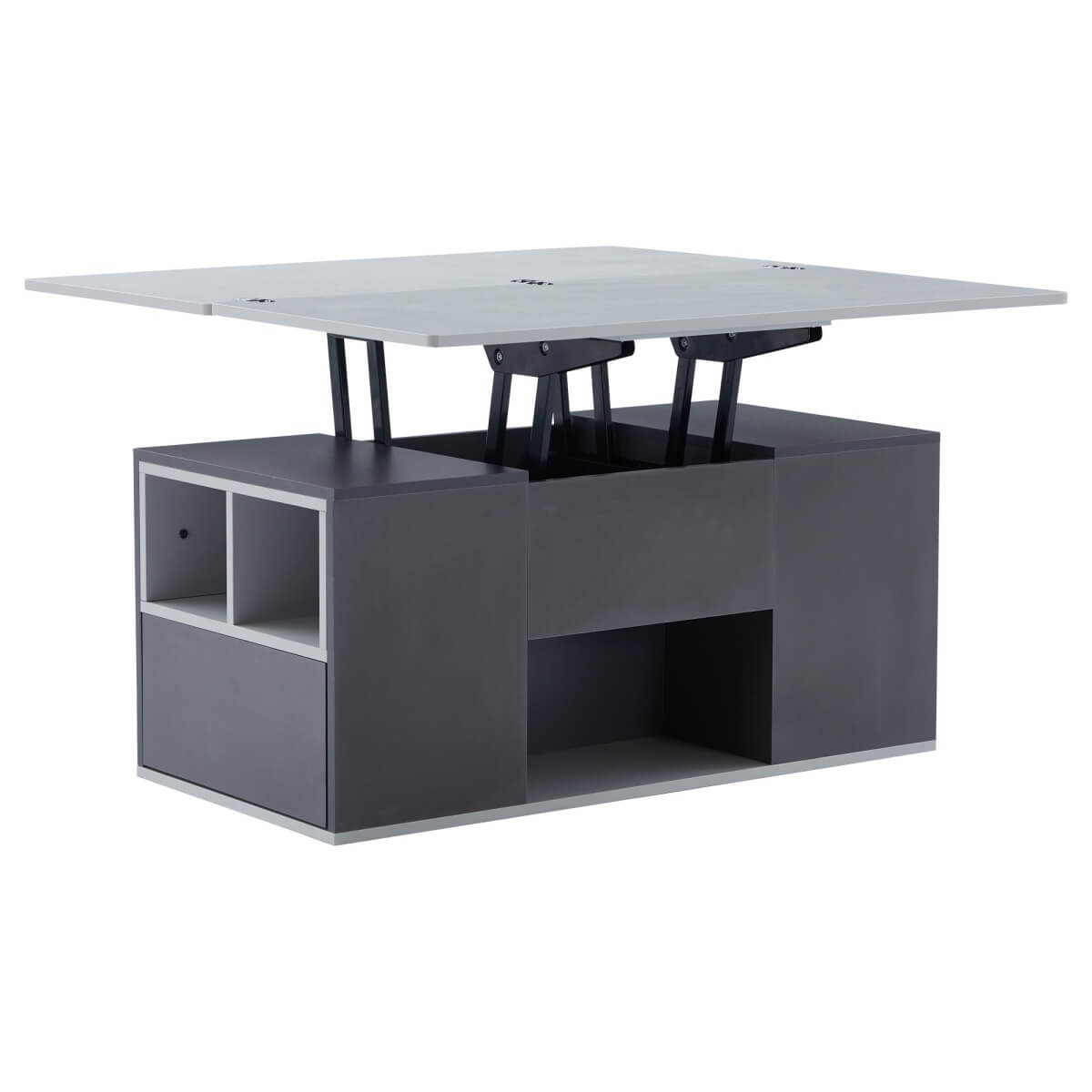 Lift-Top Coffee Table with Storage - Grey Coffee Table with 2 Drawers