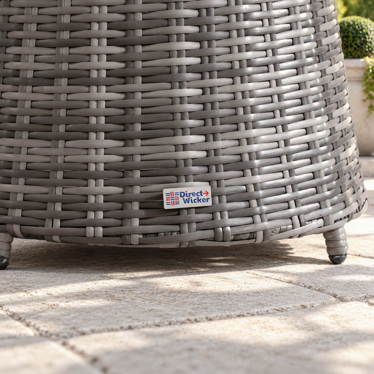Round Grey Rattan Outdoor Coffee Table - Aluminium Frame Garden Patio Side Table