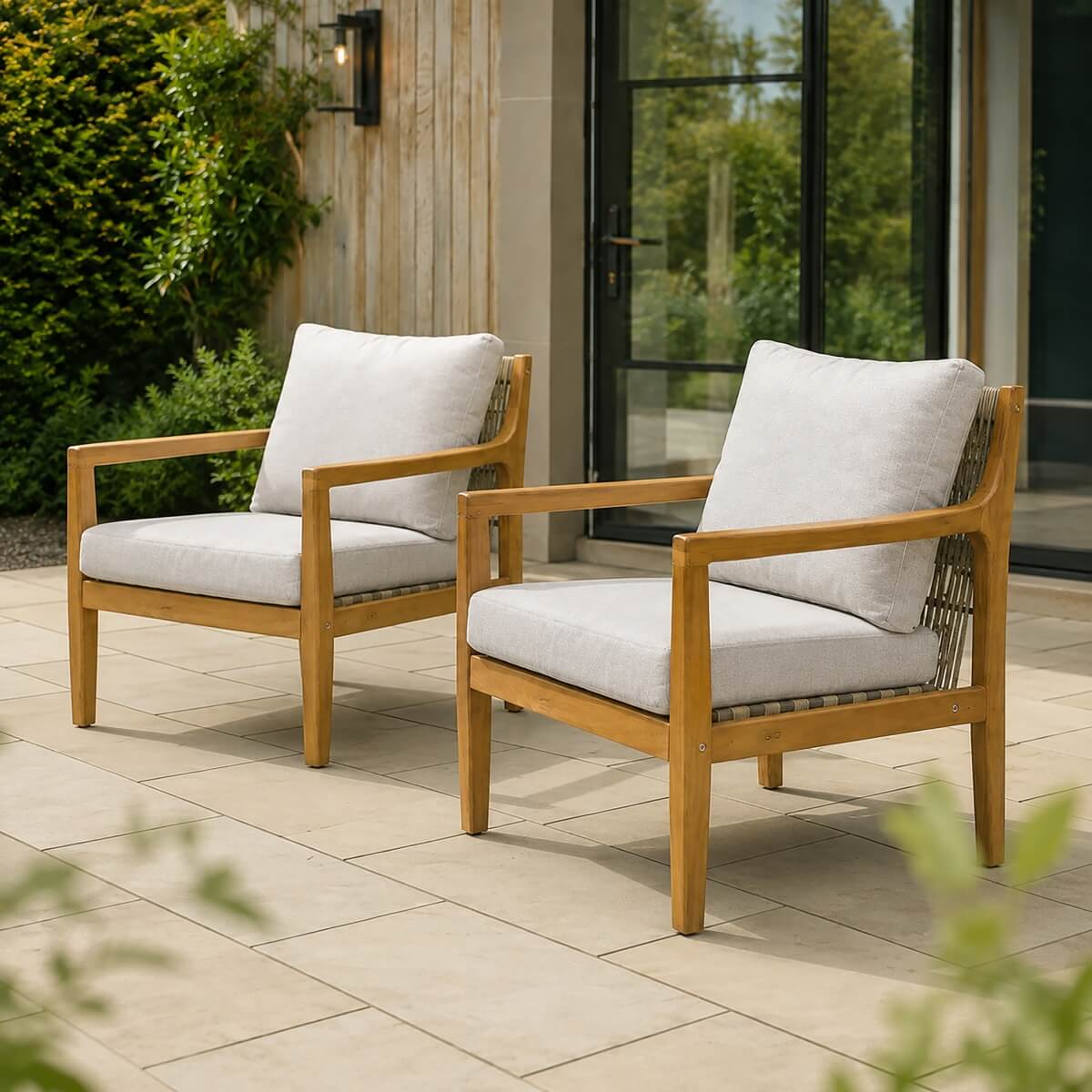 SOLARA Solid Wood Single Seater Sofa Set of 2