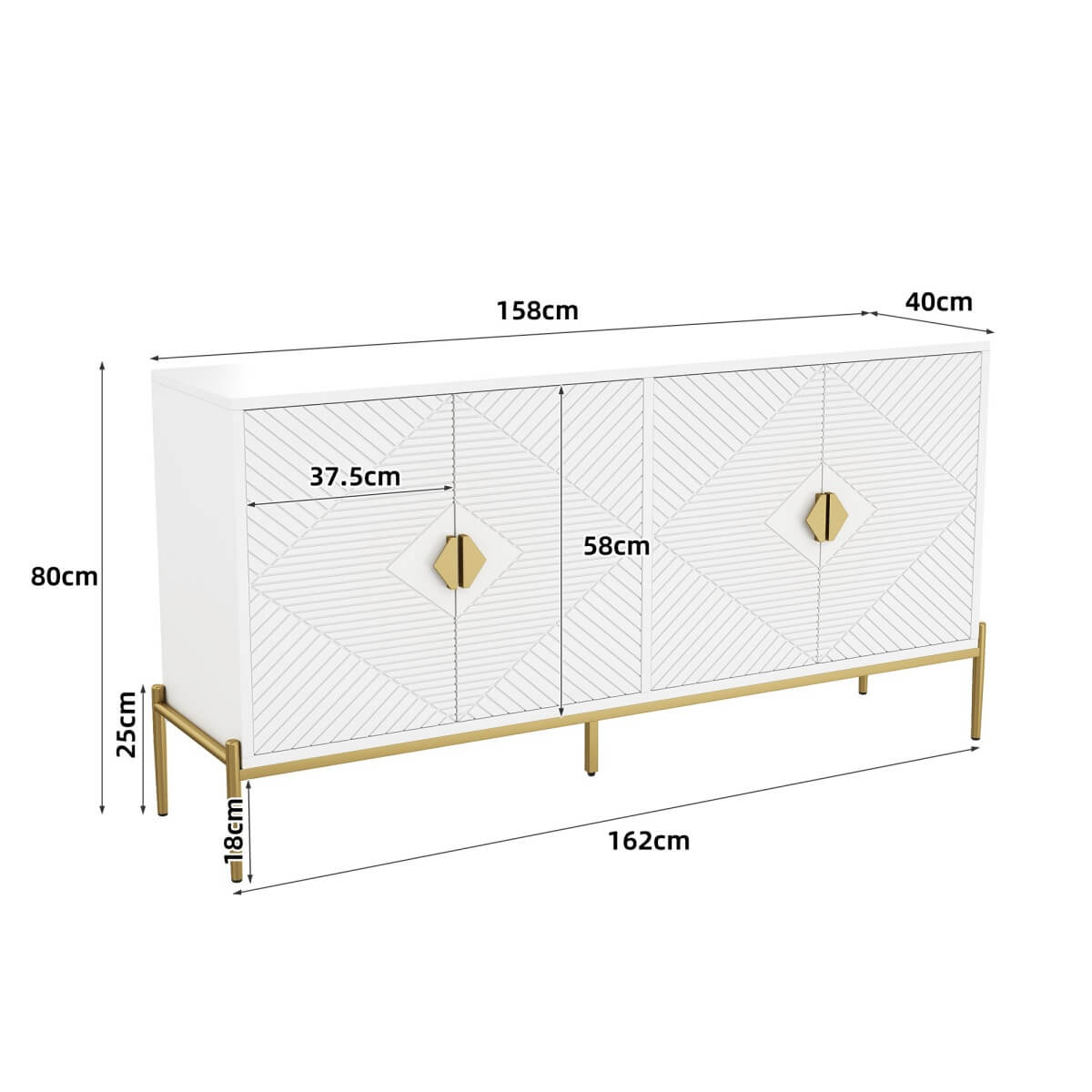 Modern Sideboard Cabinet - Large Storage Unit for Living Room, Dining Room or Hallway