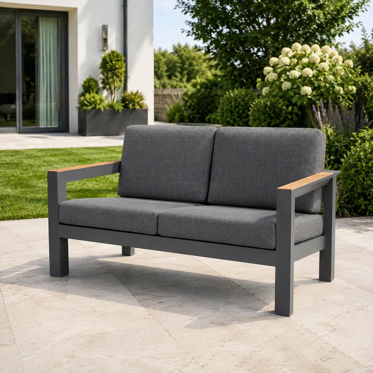 ARVE 2-Seater Outdoor Sofa – Modern Aluminium Garden Sofa · Premium Comfort