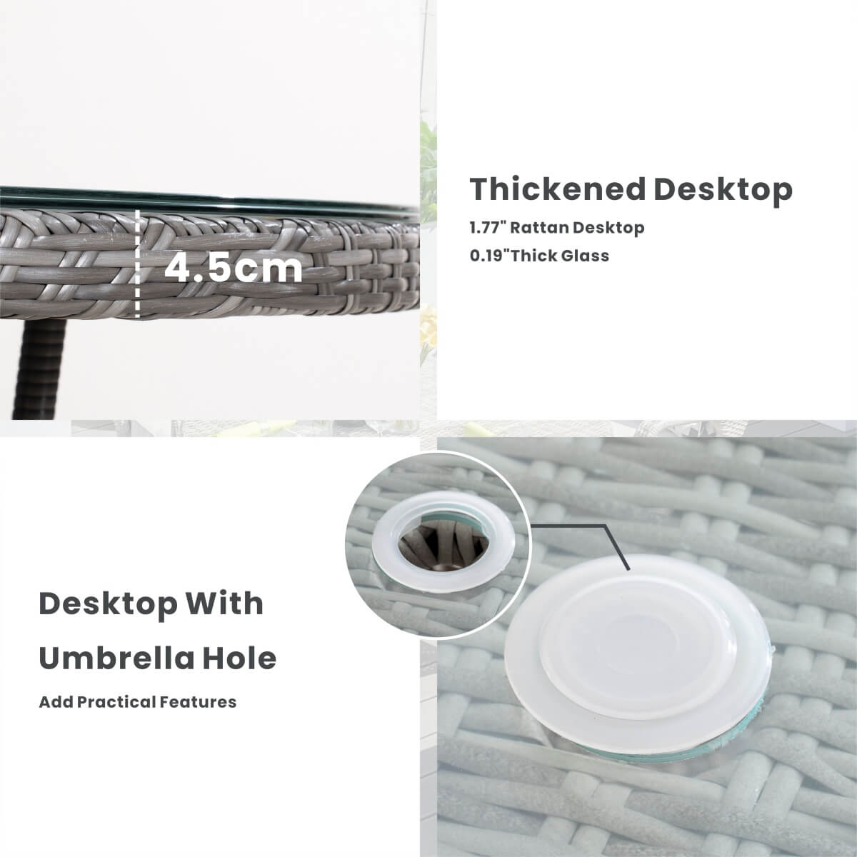 4 Seater Round Rattan Outdoor Dining Table - Garden Patio Dining Table