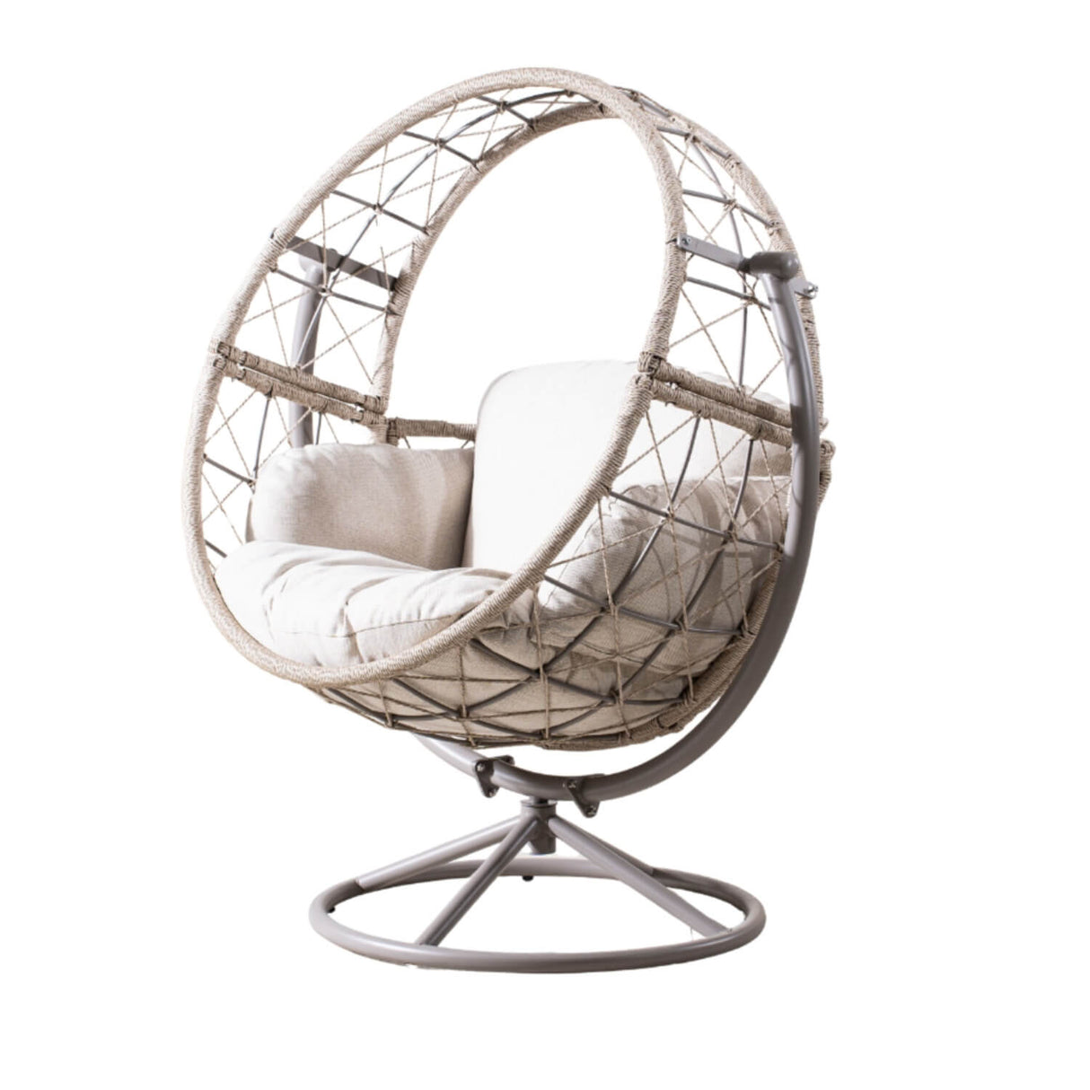 Metal Hanging Egg Chair - Grey Outdoor Garden Swing Chair