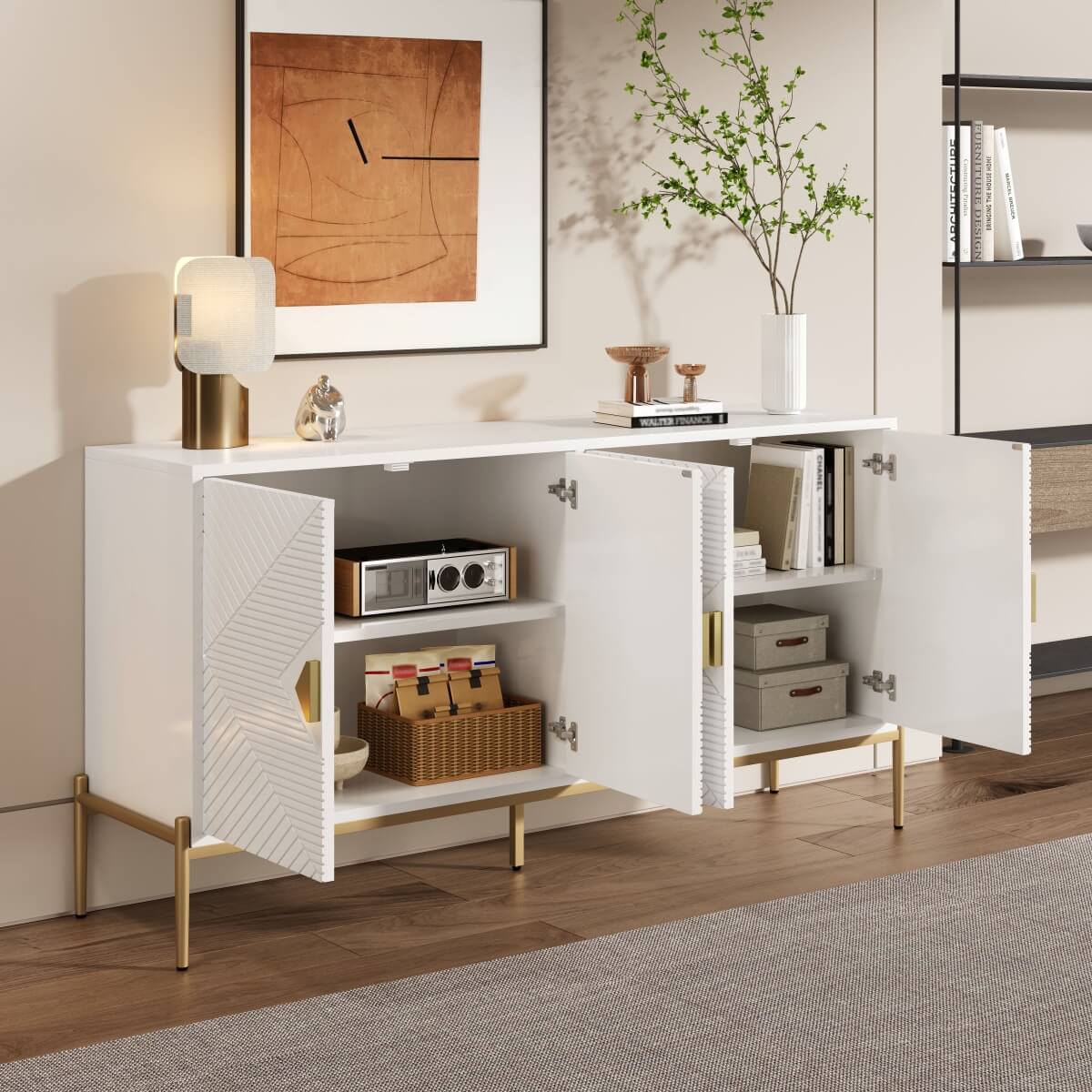 Modern Sideboard Cabinet - Large Storage Unit for Living Room, Dining Room or Hallway