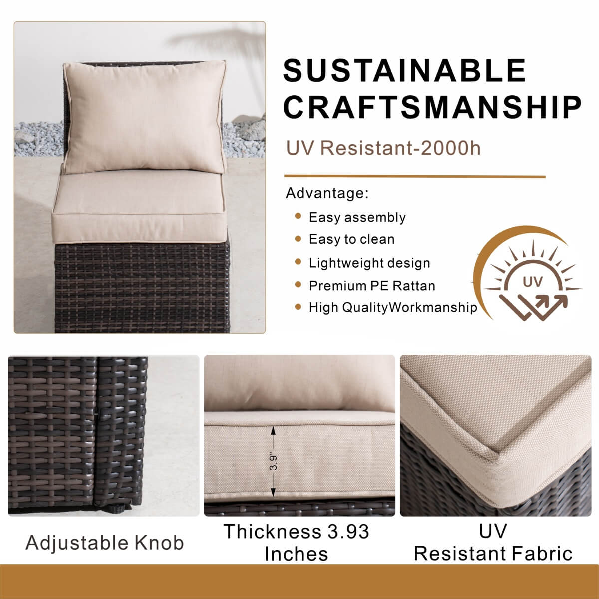 5 Seater Outdoor Garden Lounge Set – Rattan Sofa with Coffee Table Featuring Built-In Storage, Cushions Included