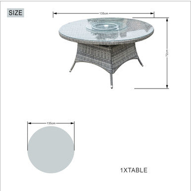 6-Seat Round Outdoor Dining Table with Glass Turntable - PAD-1711
