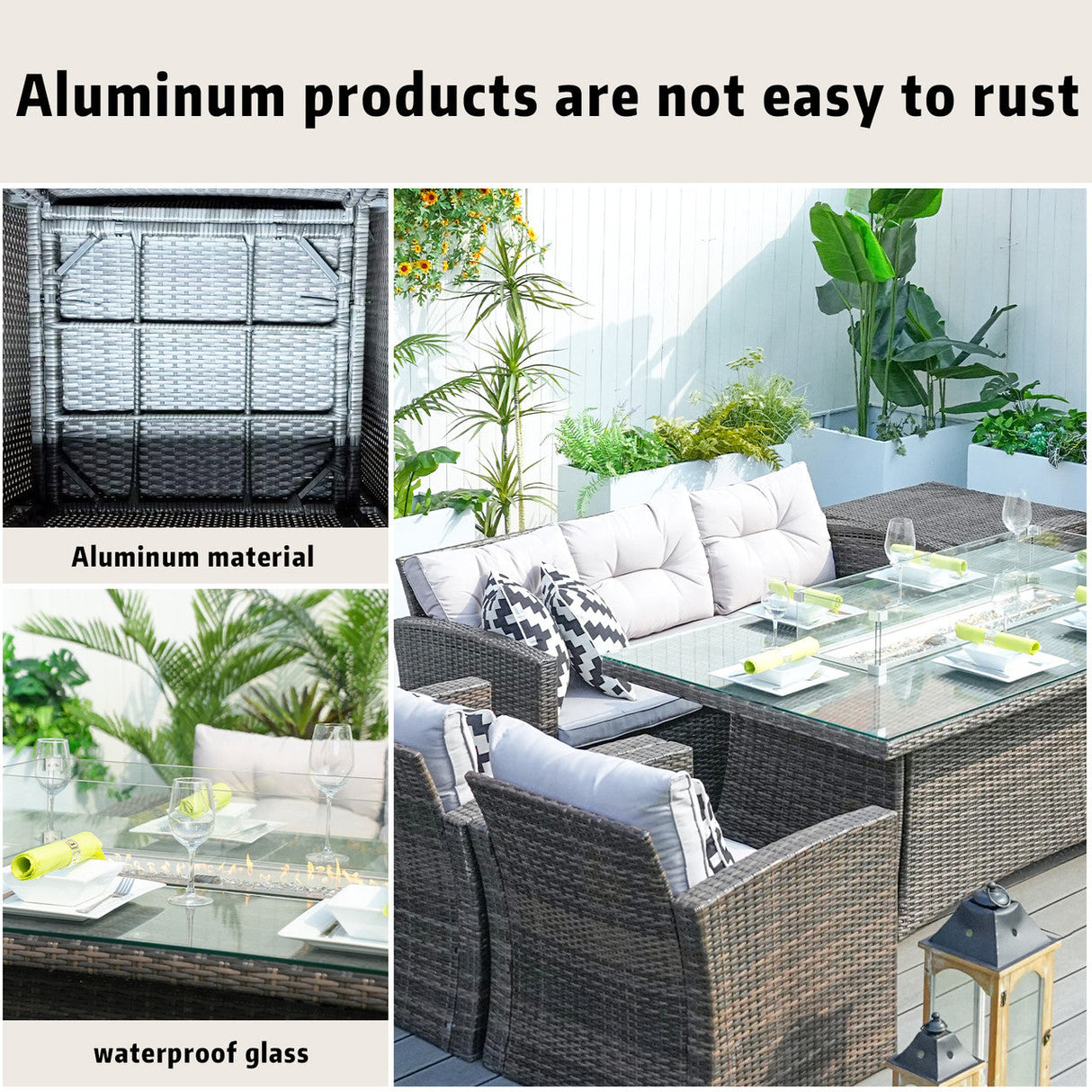 Savannah Sunset 6-Piece Outdoor Rattan Fire Pit Set with Sofas & Storage (PAG-1503+1106R)