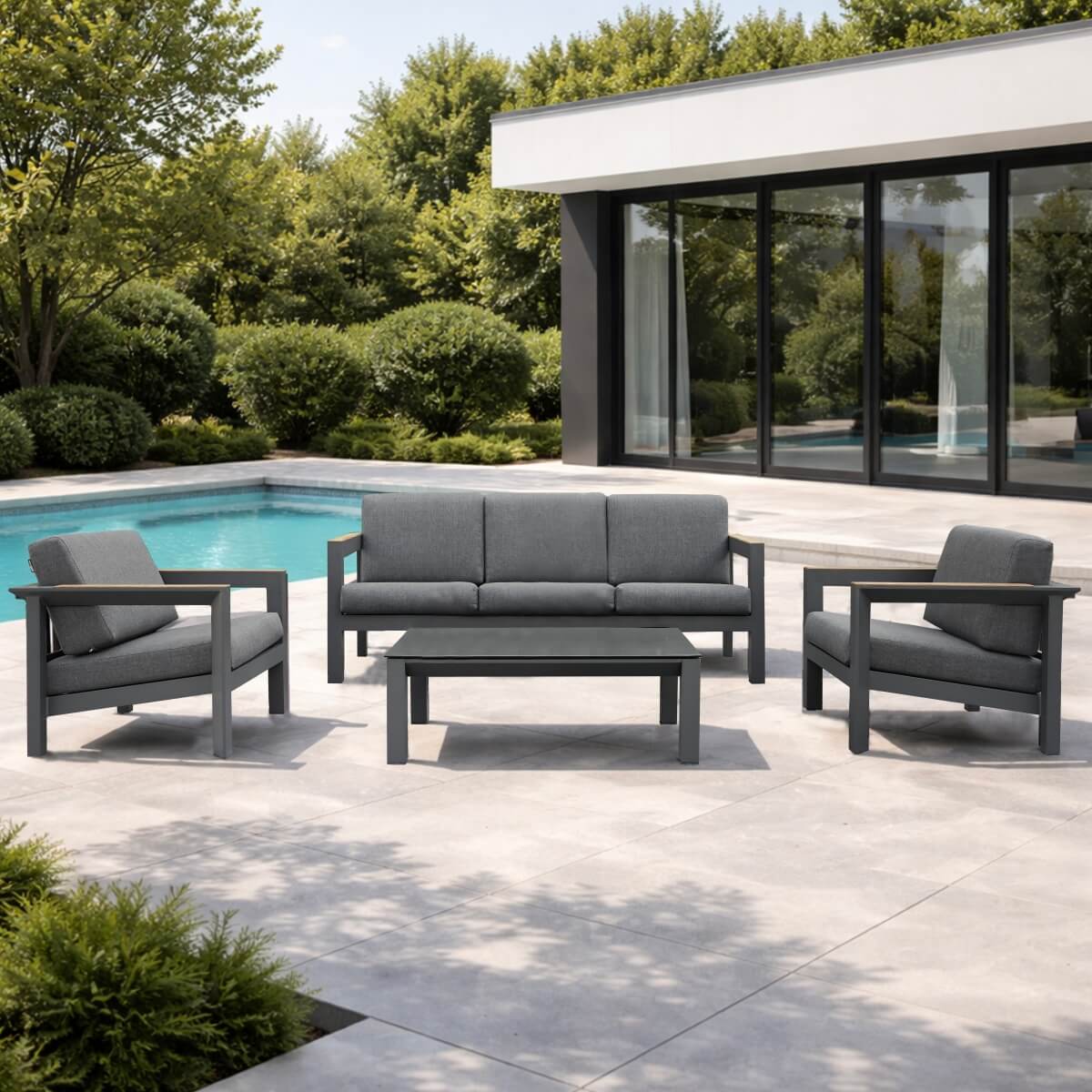 ARVE 5-Seater Modern Aluminium Outdoor Sofa Set - 4 Pieces