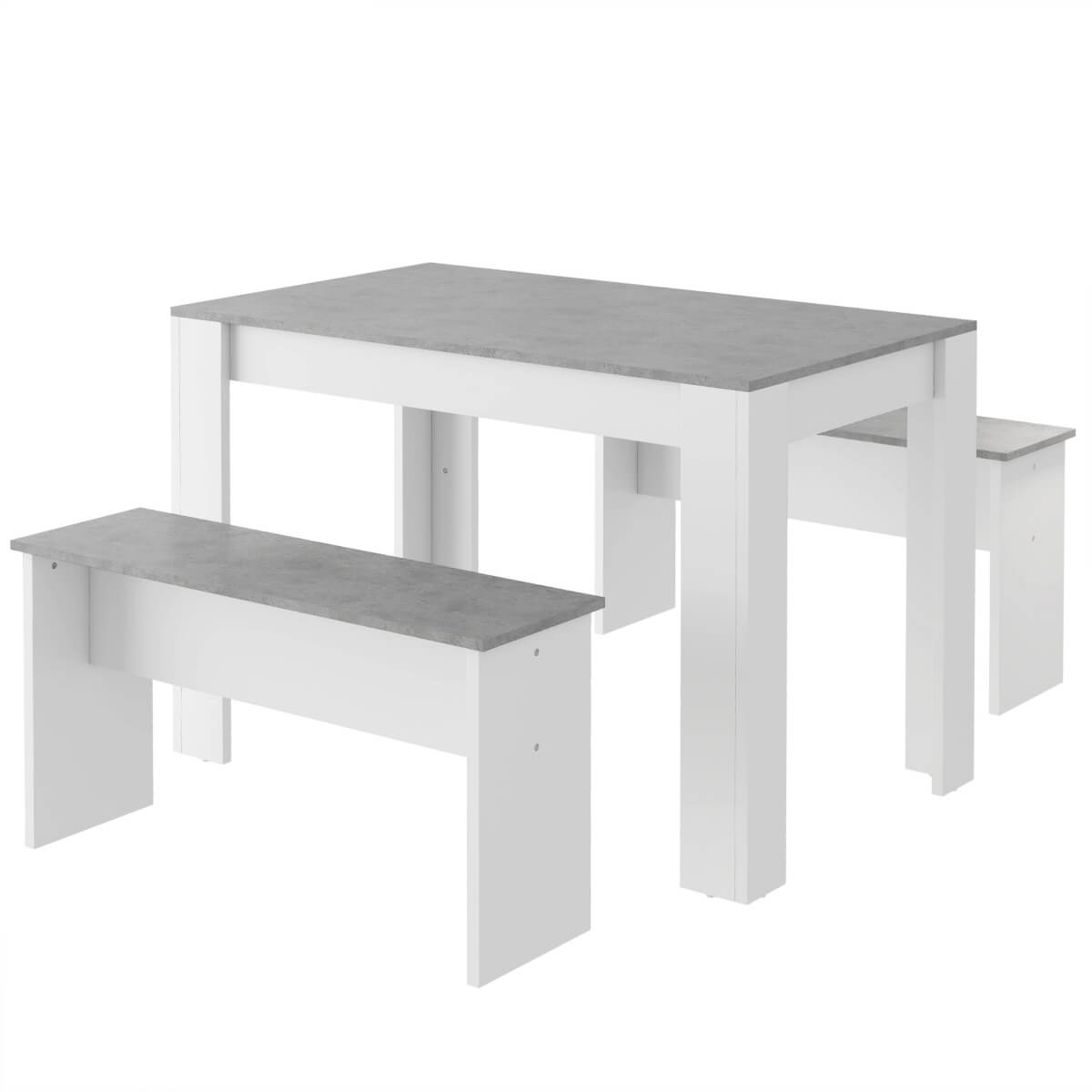 3 Piece Dining Table Set with Benches - Rectangular Kitchen Dining Set